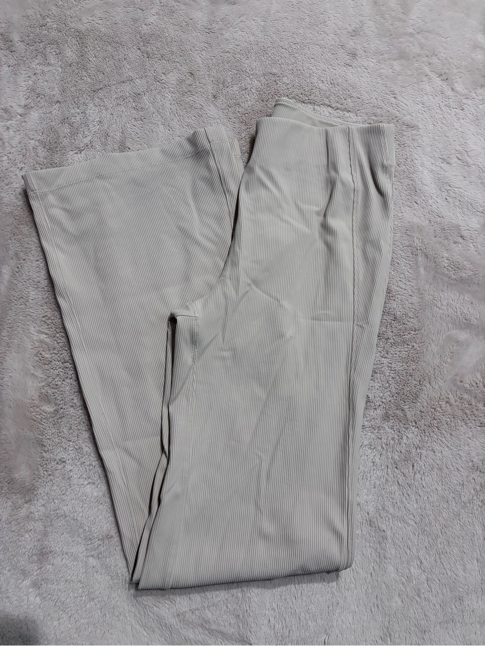 Ribbed Wide-Leg Pants in Cream — Relaxed Pull-On Style